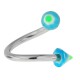 Piercing micro-spirale 17 - Pointe spider bleu-clair et verte
