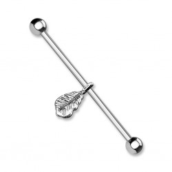 Piercing industriel 41 - Plume pendante grise