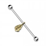 Piercing industriel 41 - Plume pendante jaune