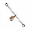 Piercing industriel 41 - Plume pendante rose