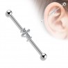 Piercing industriel 15 - Gris croix cristaux transparents