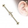 Piercing industriel 15 - Gold-ip jaune croix cristaux transparents