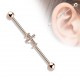 Piercing industriel 15 - Gold-ip rose croix cristaux transparents