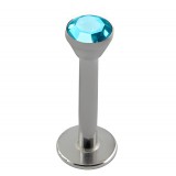 Piercing micro-labret 35 - Losange cristal bleu-clair