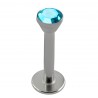 Piercing micro-labret 35 - Losange cristal bleu-clair