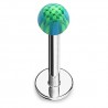Piercing micro-labret acry 23 - Checker bleu et vert