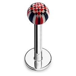 Piercing micro-labret acry 23 - Checker rouge et noir