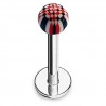 Piercing micro labret acry motif damier rouge et noir (23)