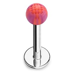 Piercing micro-labret acry 23 - Checker orange et lilas