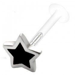 Piercing labret téflon 29 - étoile colorée noire