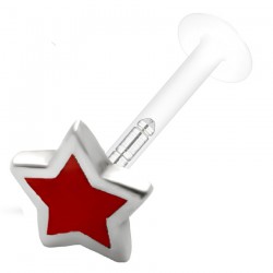 Piercing labret téflon 29 - étoile colorée rouge