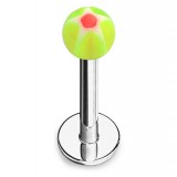 Piercing micro-labret acry 16 - Boule étoile verte et rose