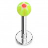 Piercing labret acrylique 16 - Boule étoile verte et rose