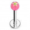 Piercing micro-labret acry 16 - Boule étoile rose et verte