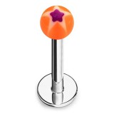 Piercing micro-labret acry 16 - Boule étoile orange et lilas