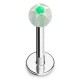 Piercing labret acrylique 16 - Boule étoile transparente et verte
