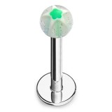 Piercing micro-labret acry 16 - Boule étoile transparente et verte