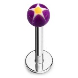 Piercing micro-labret acry 16 - Boule étoile lilas et jaune
