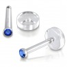 Piercing micro-labret 36 - Base dévissable cristal bleu