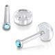 Piercing micro-labret 36 - Base dévissable cristal bleu-clair