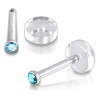 Piercing micro-labret 36 - Base dévissable cristal bleu-clair