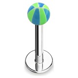 Piercing micro-labret acry 22 - Bicolore bleu et vert