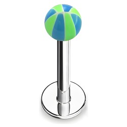 Piercing micro-labret acry 22 - Bicolore bleu et vert