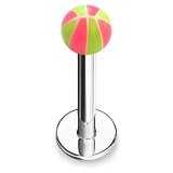 Piercing micro-labret acry 22 - Bicolore vert et rose