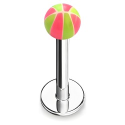 Piercing micro-labret acry 22 - Bicolore vert et rose