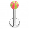 Piercing micro-labret acry 22 - Bicolore vert et rose