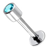 Piercing micro-labret 37 - Cylindre cristal bleu-clair