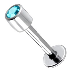 Piercing micro-labret 37 - Cylindre cristal bleu-clair