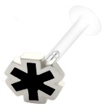 Piercing micro-labret téflon 28 - Croix de vie colorée noire