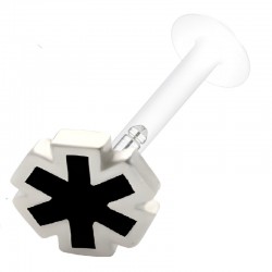 Piercing micro-labret téflon 28 - Croix de vie colorée noire