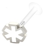 Piercing micro-labret téflon 28 - Croix de vie colorée blanche