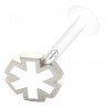 Piercing labret téflon 28 - Croix de vie colorée blanche