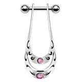 Piercing hélix 37 - Boulier deux cristaux roses