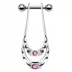 Piercing hélix 37 - Boulier deux cristaux roses