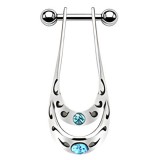 Piercing hélix 37 - Boulier deux cristaux bleu-clair