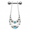 Piercing hélix 37 - Boulier deux cristaux bleu-clair