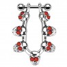 Piercing hélix 44 - Sept crânes cristaux rouges