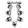 Piercing hélix 44 - Sept crânes cristaux noirs