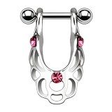 Piercing hélix 57 - Bouclier trois cristaux roses