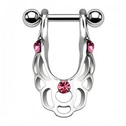 Piercing hélix 57 - Bouclier trois cristaux roses