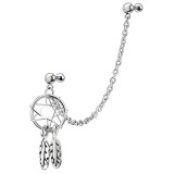 Chaine pour oreille 15 - Attrape rêve perle blanche