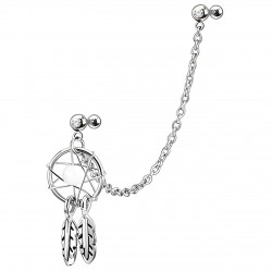 Chaine pour oreille 15 - Attrape rêve perle blanche
