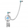 Chaine pour oreille 15 - Attrape rêve perle bleu-clair