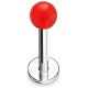 Piercing labret acrylique 01 - Boule unicolore rouge