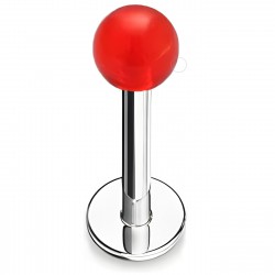 Piercing labret acrylique 01 - Boule unicolore rouge