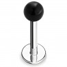 Piercing micro-labret acrylique 01 - Boule unicolore noire